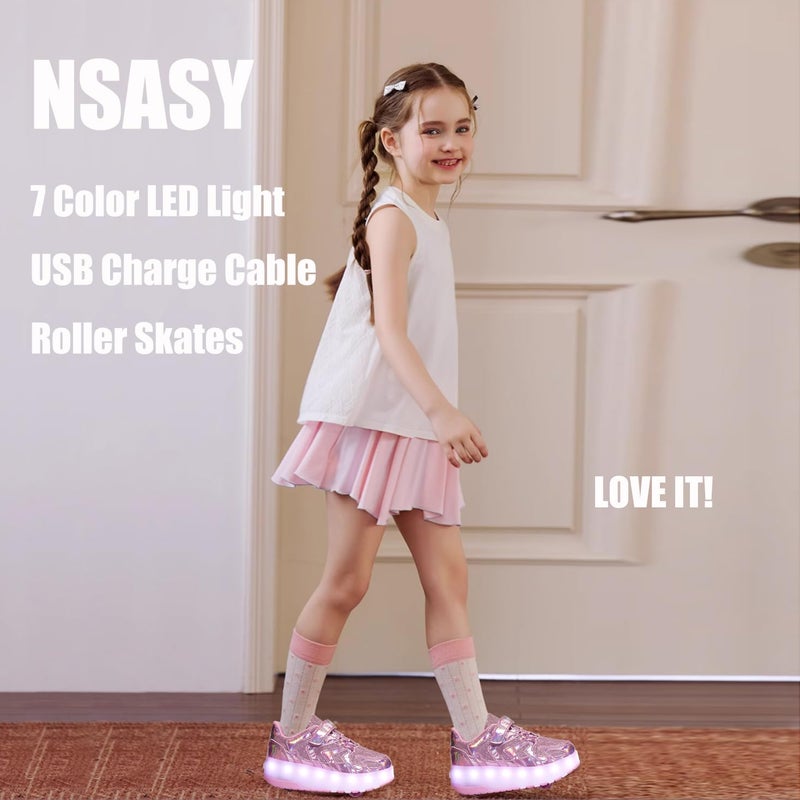 Nsasy أحذية رولر للأطفال من نساي للأولاد والبنات مع عجلات تصبح حذاء رياضي مع إضاءة لعيد الميلاد أو عيد الميلاد للأطفال هدية عرض - Image 4